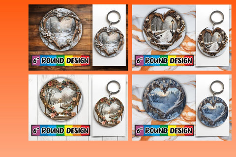 15x Round Keychain & Coaster Sublimation , Christmas Sublimation afrosvg 