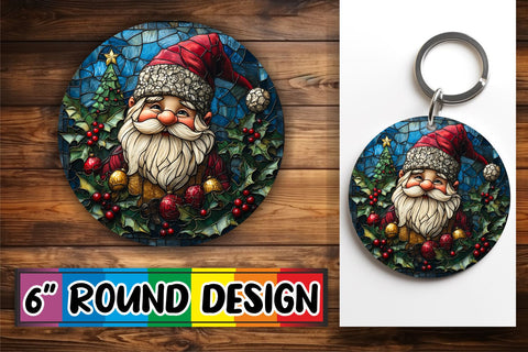 15x Round Keychain Design Set , Holiday Sublimation afrosvg 