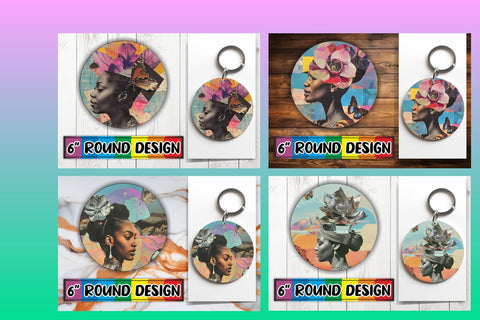 15x Round Keychain Design Set , Woman Sublimation afrosvg 