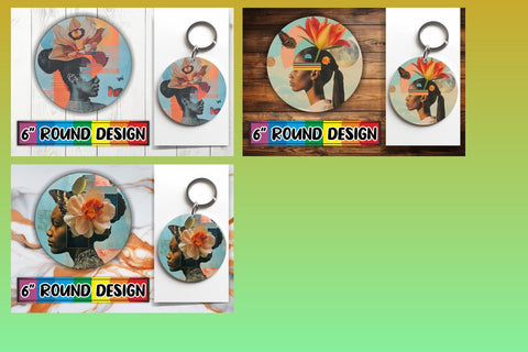 15x Round Keychain Design Set , Woman Sublimation afrosvg 