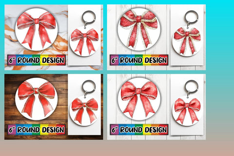 15x Round Keychain Design Sublimation Set , Bow Sublimation afrosvg 