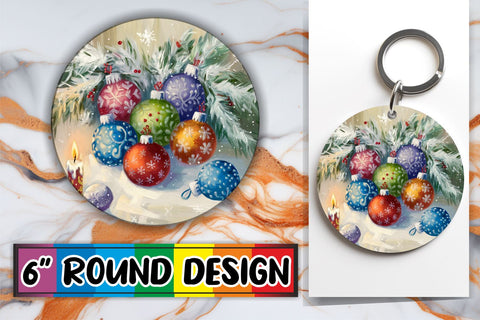15x Round Keychain Design Sublimation Set , Christmas Sublimation afrosvg 