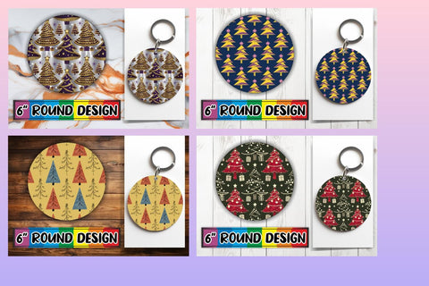 15x Round Keychain Design Sublimation Set , Christmas Sublimation afrosvg 