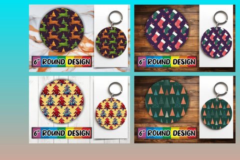 15x Round Keychain Design Sublimation Set , Christmas Sublimation afrosvg 