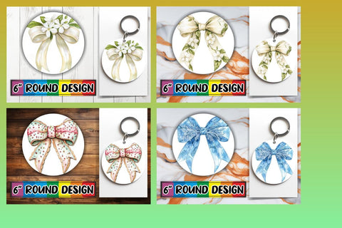 15x Round Keychain Sublimation Bundle , Bow Sublimation afrosvg 