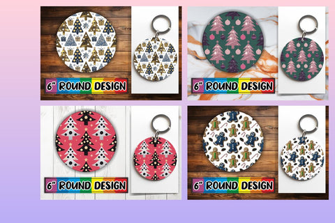 15x Round Keychain Sublimation Bundle , Christmas Sublimation afrosvg 