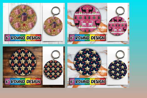 15x Round Keychain Sublimation Bundle , Christmas Sublimation afrosvg 