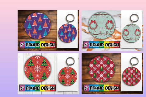 15x Round Keychain Sublimation Bundle , Christmas Sublimation afrosvg 