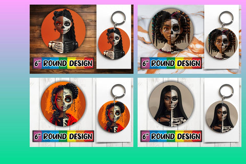 15x Round Keychain Sublimation Bundle , Halloween Sublimation afrosvg 