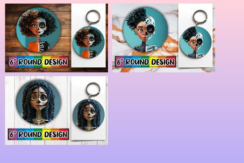 15x Round Keychain Sublimation Bundle , Halloween Sublimation afrosvg 