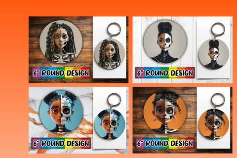 15x Round Keychain Sublimation Bundle , Halloween Sublimation afrosvg 