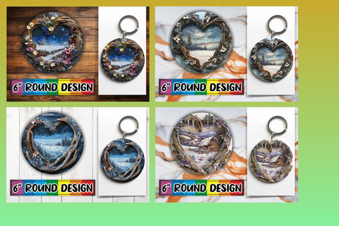 15x Round Keychain Sublimation Collection , Christmas Sublimation afrosvg 