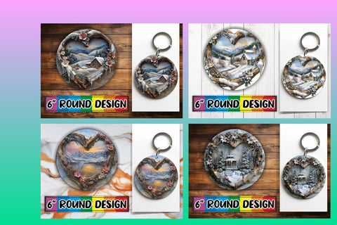 15x Round Keychain Sublimation Collection , Christmas Sublimation afrosvg 