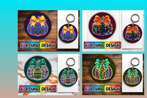 15x Round Keychain Sublimation Design Set , Neon Fall Sublimation afrosvg 