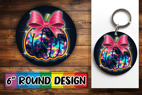 15x Round Keychain Sublimation Design Set , Neon Fall Sublimation afrosvg 