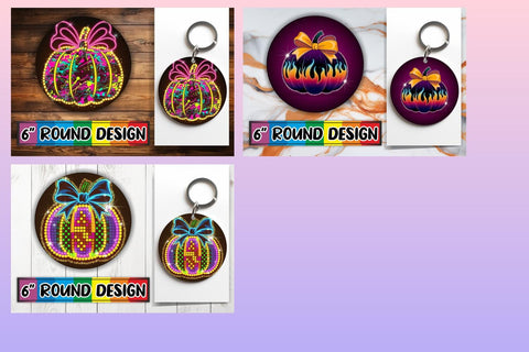 15x Round Keychain Sublimation Design Set , Neon Fall Sublimation afrosvg 