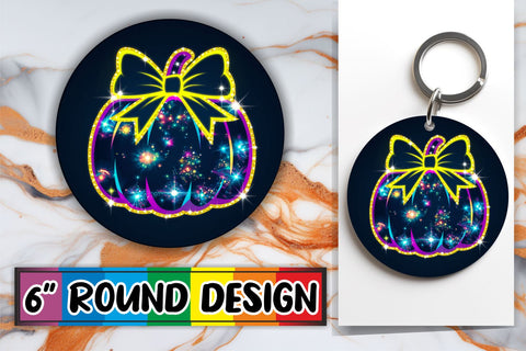 15x Round Keychain Sublimation Design Set , Neon Fall Sublimation afrosvg 