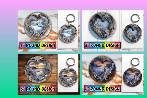 15x Round Keychain Sublimation Set , Christmas Sublimation afrosvg 