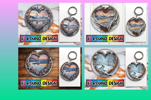 15x Round Keychain Sublimation Set , Christmas Sublimation afrosvg 