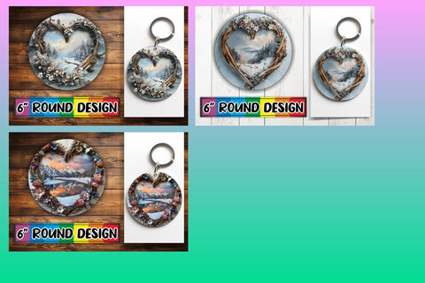 15x Round Keychain Sublimation Set , Christmas Sublimation afrosvg 