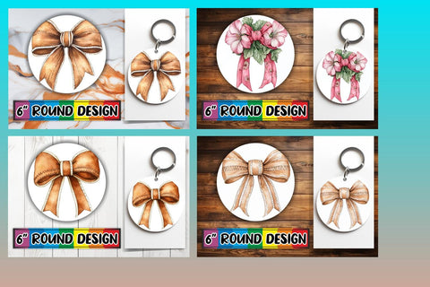 15x Round Sublimation Coaster & Keychain , Bow Sublimation afrosvg 