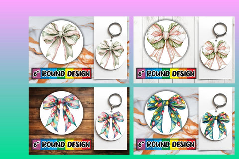 15x Round Sublimation Coaster & Keychain , Bow Sublimation afrosvg 
