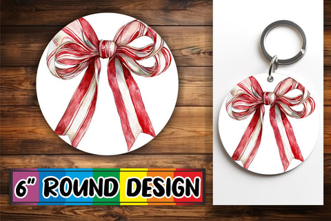 15x Round Sublimation Coaster & Keychain , Bow Sublimation afrosvg 