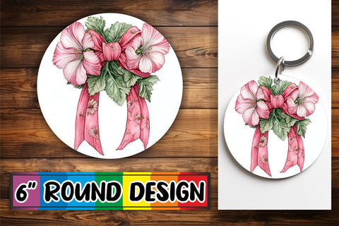 15x Round Sublimation Coaster & Keychain , Bow Sublimation afrosvg 
