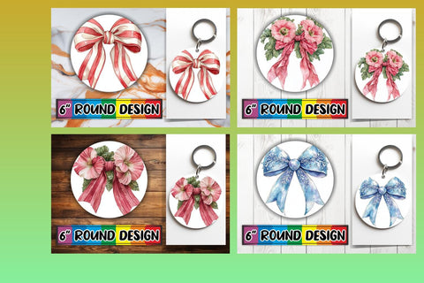 15x Round Sublimation Coaster & Keychain , Bow Sublimation afrosvg 