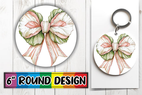 15x Round Sublimation Coaster & Keychain , Bow Sublimation afrosvg 
