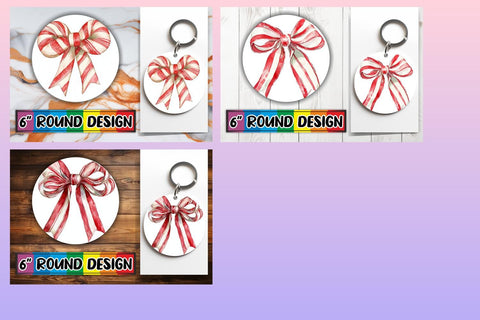 15x Round Sublimation Coaster & Keychain , Bow Sublimation afrosvg 