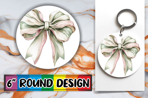 15x Round Sublimation Coaster & Keychain , Bow Sublimation afrosvg 