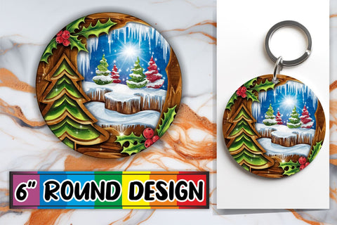 15x Round Sublimation Coaster & Keychain , Christmas Sublimation afrosvg 