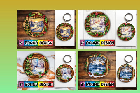 15x Round Sublimation Coaster & Keychain , Christmas Sublimation afrosvg 