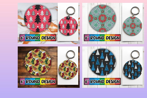 15x Round Sublimation Coaster & Keychain , Christmas Sublimation afrosvg 