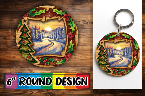 15x Round Sublimation Coaster & Keychain , Christmas Sublimation afrosvg 