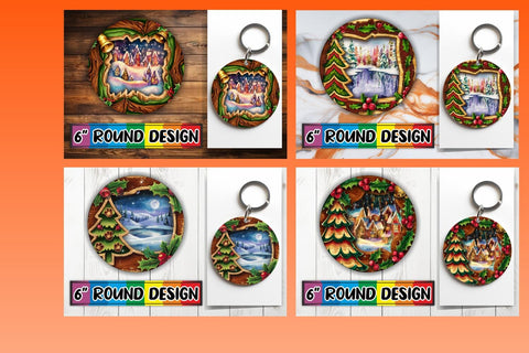 15x Round Sublimation Coaster & Keychain , Christmas Sublimation afrosvg 