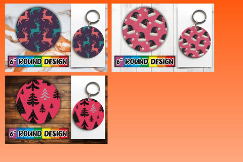 15x Round Sublimation Coaster & Keychain , Christmas Sublimation afrosvg 