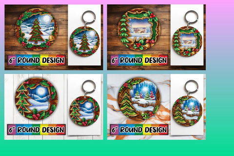 15x Round Sublimation Coaster & Keychain , Christmas Sublimation afrosvg 