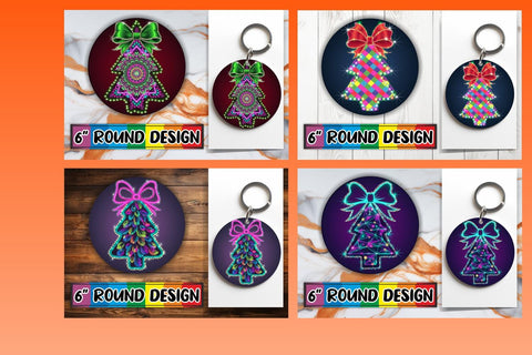 15x Round Sublimation Coaster Pack , Neon Xmas Sublimation afrosvg 