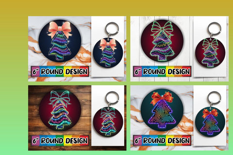 15x Round Sublimation Coaster Pack , Neon Xmas Sublimation afrosvg 