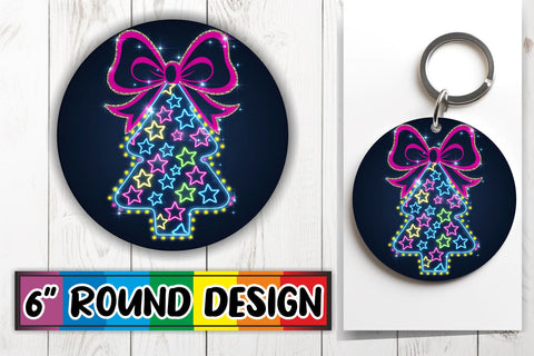 15x Round Sublimation Coaster Pack , Neon Xmas Sublimation afrosvg 