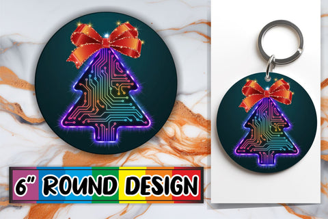 15x Round Sublimation Coaster Pack , Neon Xmas Sublimation afrosvg 