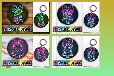 15x Round Sublimation Coaster Pack , Neon Xmas Sublimation afrosvg 