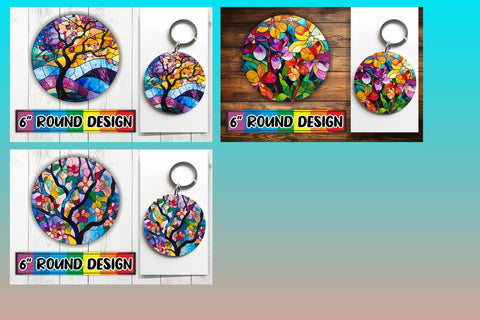 15x Round Sublimation Coaster Pack , Stained Glass Sublimation afrosvg 