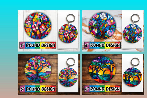 15x Round Sublimation Coaster Pack , Stained Glass Sublimation afrosvg 
