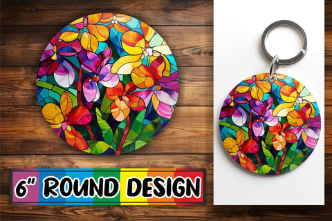 15x Round Sublimation Coaster Pack , Stained Glass Sublimation afrosvg 