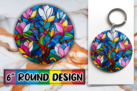 15x Round Sublimation Coaster Pack , Stained Glass Sublimation afrosvg 