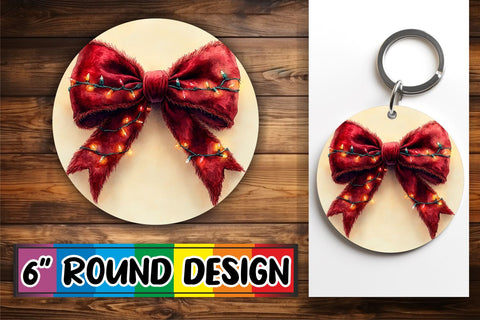 15x Round Sublimation Design Collection , Xmas Bow Sublimation afrosvg 