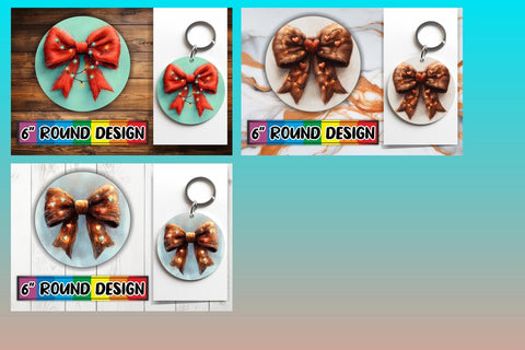 15x Round Sublimation Design Collection , Xmas Bow Sublimation afrosvg 